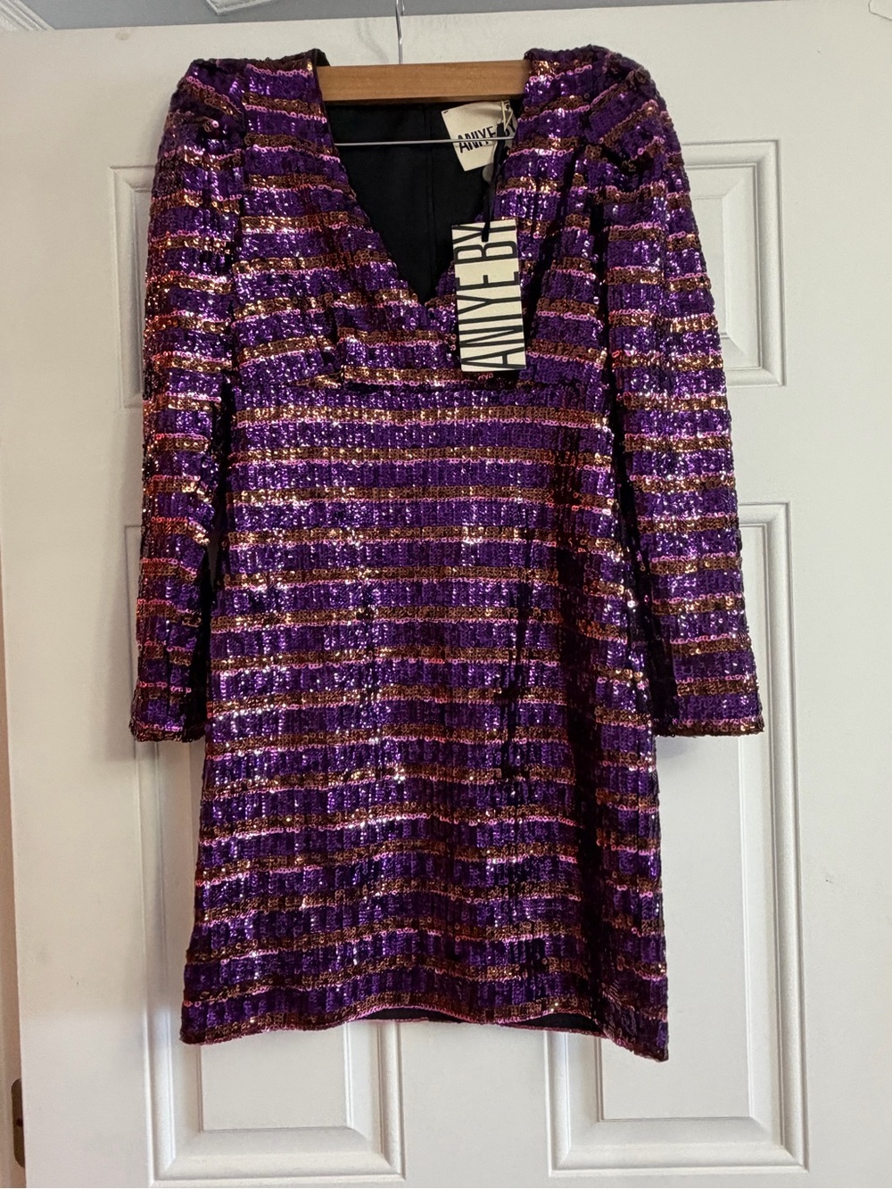 Aniye By purple sequins mini cocktail dress New with imperfections Size XS